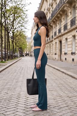 Legging Évasé Taille Haute Gainant Femme Anthracite
