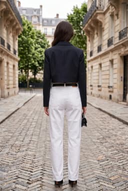 Women's Navy Blue Cropped Blazer Single Button