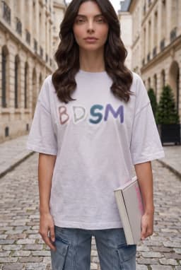 Oversized T-shirt med Grafiskt Tryck och Nedhasade Axlar för Dam Vit