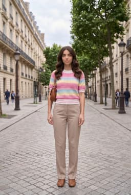 Women's Pastel Chevron Striped Short Sleeve Knit Top