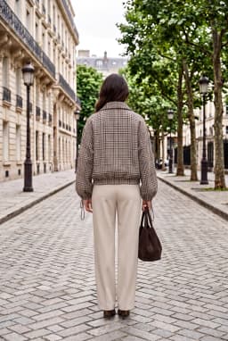 Γυναικείο Καرո Zipped Jacket Μπεζ Κόκκινο με Φόδρα
