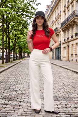 Women's Red Slogan Graphic Slim Fit Short Sleeve Crop Top