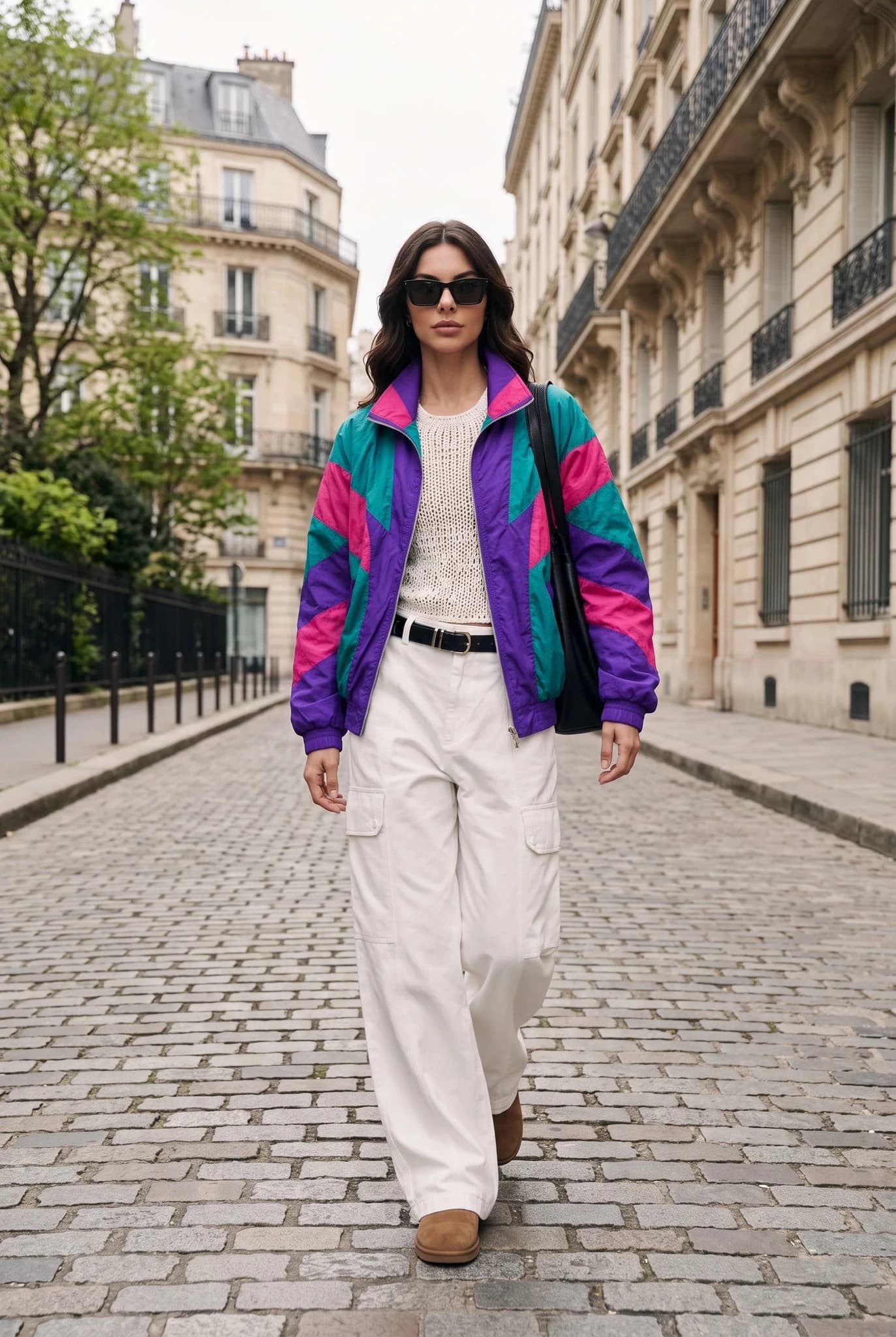 Giacca a Vento Retrò Anni '90 Colorblock Foderata da Donna