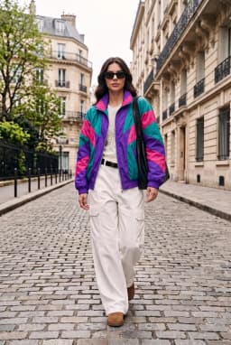 Giacca a Vento Retrò Anni '90 Colorblock Foderata da Donna