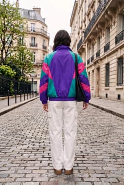 Giacca a Vento Retrò Anni '90 Colorblock Foderata da Donna