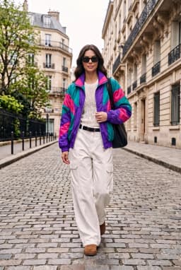 Giacca a Vento Retrò Anni '90 Colorblock Foderata da Donna