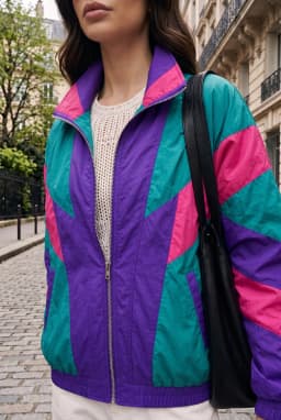 Giacca a Vento Retrò Anni '90 Colorblock Foderata da Donna