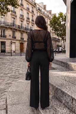 Damen Transparente Metallic-Bluse mit U-Boot-Ausschnitt und Fledermausärmeln — Schwarz