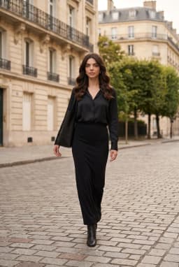 Gonna Lunga Donna Lucida Elasticizzata Vita Elastica Nero — Nero