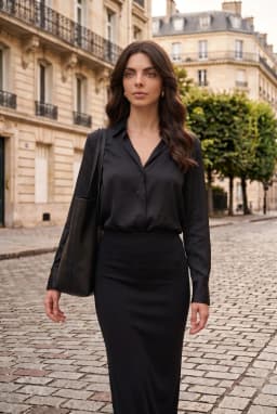 Gonna Lunga Donna Lucida Elasticizzata Vita Elastica Nero — Nero