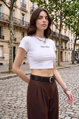 Women's Slogan Graphic Cotton Baby Tee Crop Top — White