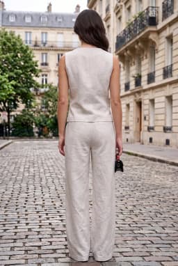 Dames Getailleerd 100% Katoenen Kostuumgilet — Wit