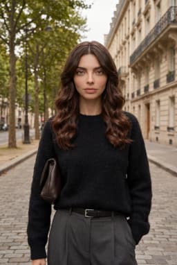 Damen Pullover mit Rundhalsausschnitt aus Strukturiertem Strick — Schwarz