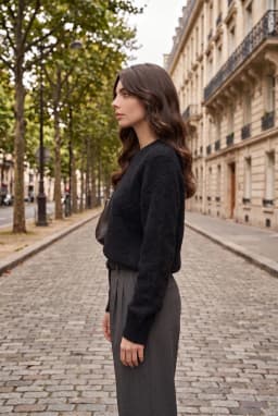 Damen Pullover mit Rundhalsausschnitt aus Strukturiertem Strick — Schwarz