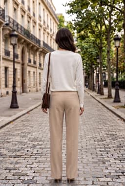 Women's V-Neck Knit Sweater with Button Cuffs — White