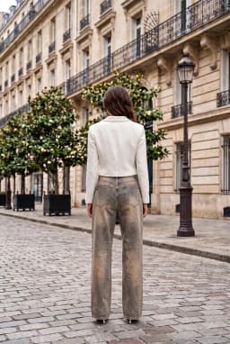 Dames Witte Tweed Cropped Blazer Jas met Gouden Knopen