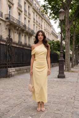 Gelbes Asymmetrisches Maxi-Kleid mit Einem Träger