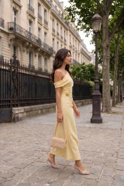 Gelbes Asymmetrisches Maxi-Kleid mit Einem Träger