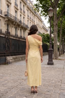 Gelbes Asymmetrisches Maxi-Kleid mit Einem Träger