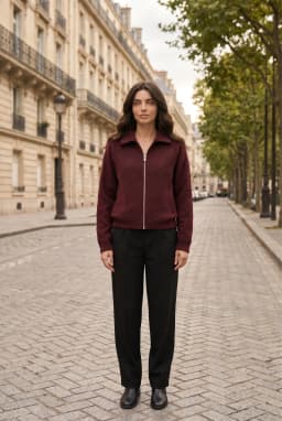Zip Up Polo Sweater Burgundy Women's Knit Top — Burgundy