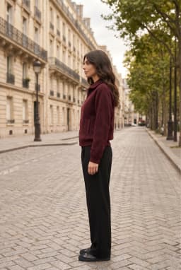 Zip Up Polo Sweater Burgundy Women's Knit Top — Burgundy