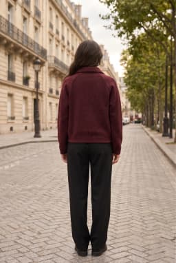Zip Up Polo Sweater Burgundy Women's Knit Top — Burgundy